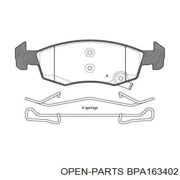 Передние тормозные колодки BPA163402 Open Parts