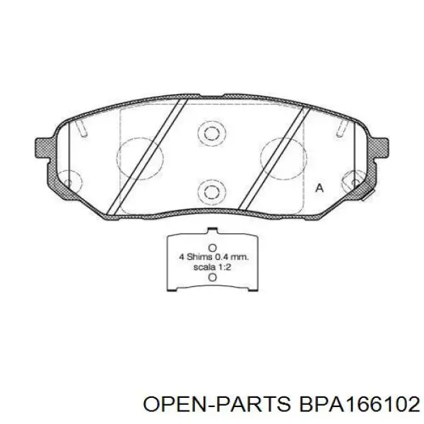 Передние тормозные колодки BPA166102 Open Parts