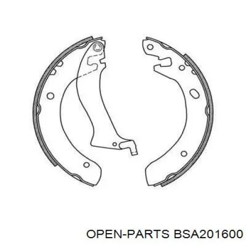 Задние барабанные колодки BSA201600 Open Parts