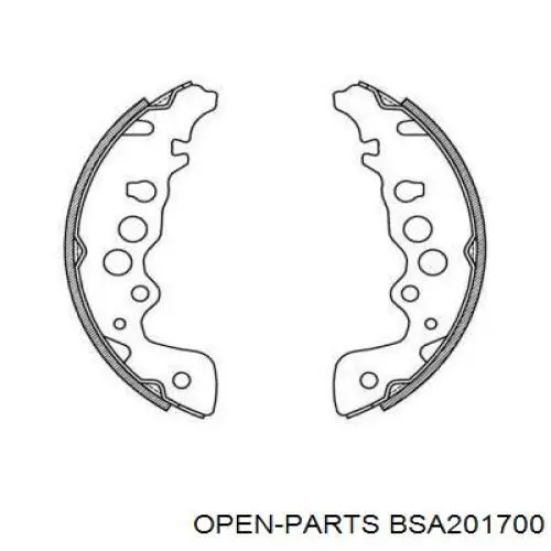 Задние барабанные колодки BSA201700 Open Parts