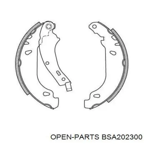 Колодки тормозные задние барабанные, в сборе с цилиндрами, комплект BSA202300 Open Parts