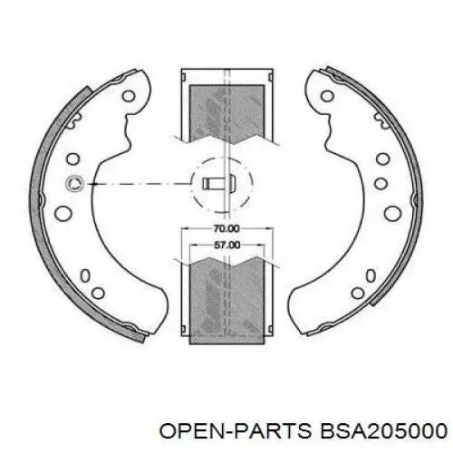 Задние барабанные колодки BSA205000 Open Parts