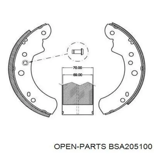 Задние барабанные колодки BSA205100 Open Parts