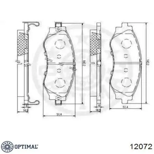 Колодки гальмівні передні, дискові 12072 Optimal