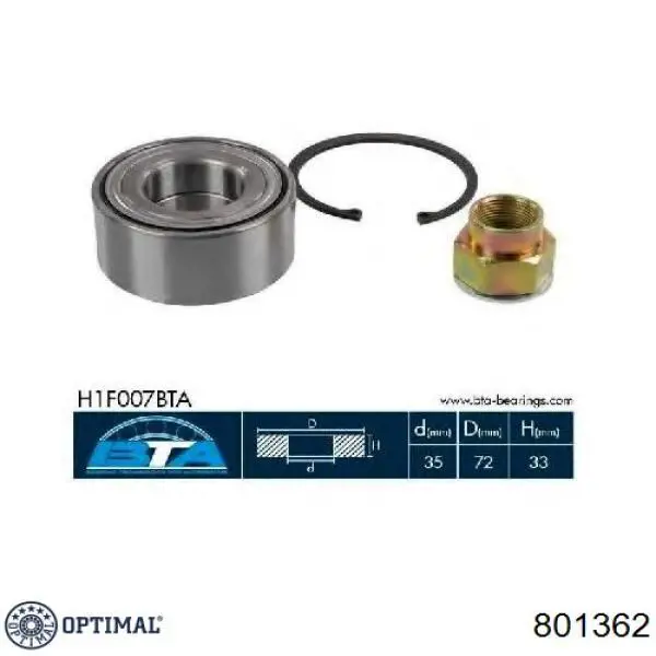 Подшипник ступицы 801362 Optimal