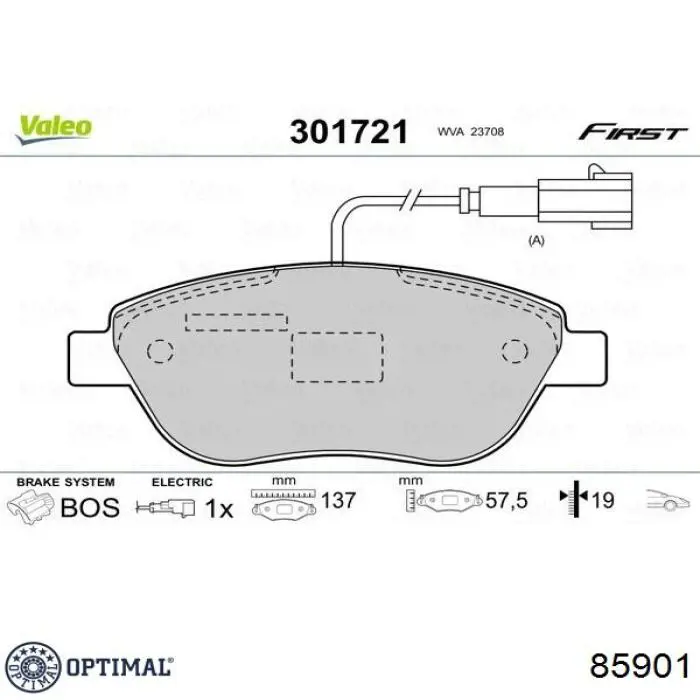 85901 Optimal Колодки передние
