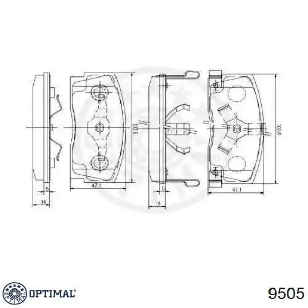 Передние тормозные колодки 9505 Optimal