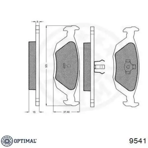 Задние тормозные колодки 9541 Optimal