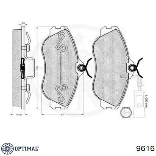 Передние тормозные колодки 9616 Optimal