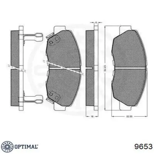 Передние тормозные колодки 9653 Optimal