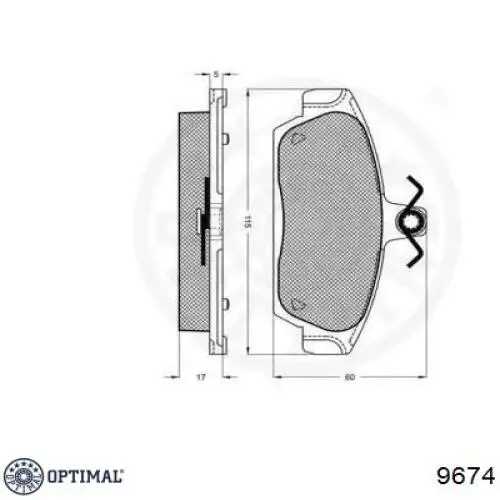 Передние тормозные колодки 9674 Optimal