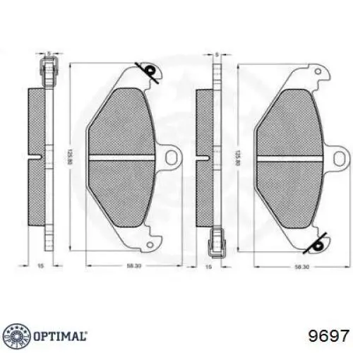 Задние тормозные колодки 9697 Optimal