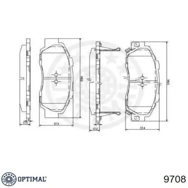 Передние тормозные колодки 9708 Optimal