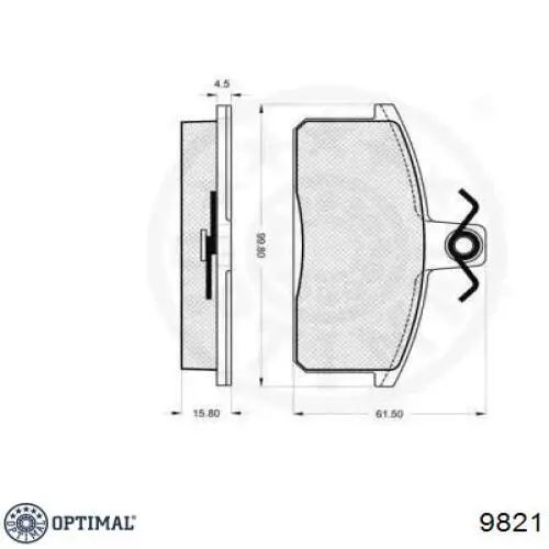 Передние тормозные колодки 9821 Optimal