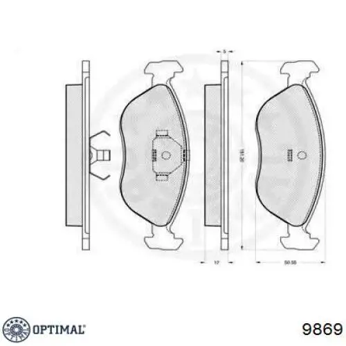 9869 Optimal колодки тормозные передние дисковые