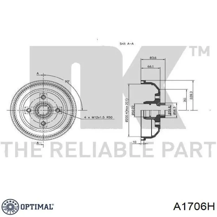 Задний амортизатор Optimal A1706H