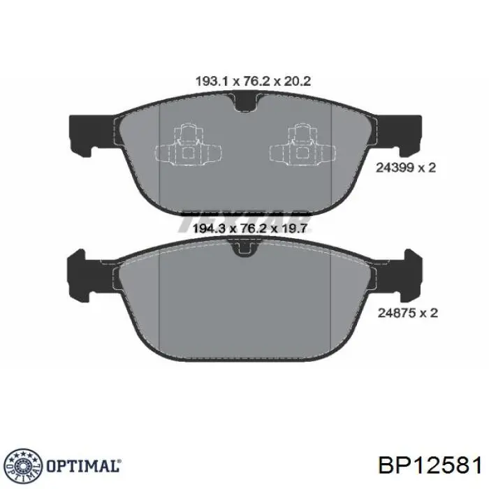 Колодки Optimal BP12581 цена, от 39.09 USD
