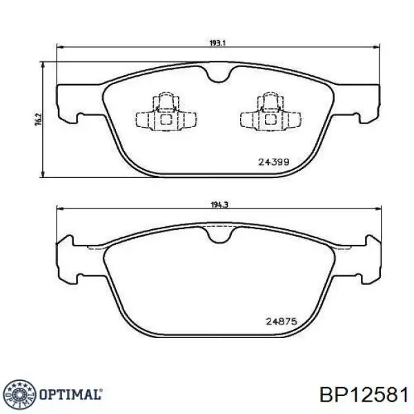Купить BP12581 Optimal Колодки тормозные