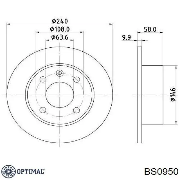 BS0950 Optimal Диск тормозной передний