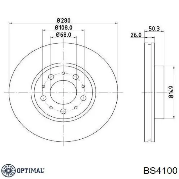 Передний тормозной диск Optimal BS4100