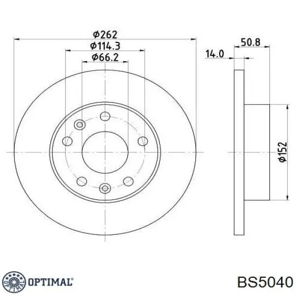 BS5040 Optimal Диск тормозной передний