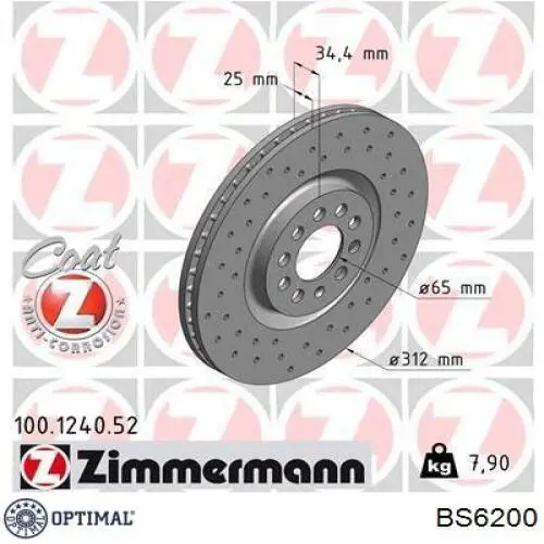 Тормоз дисковый передний Optimal BS6200 цена, от 54.59 USD