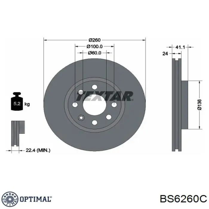 Купить BS6260C Optimal Ротор тормозной