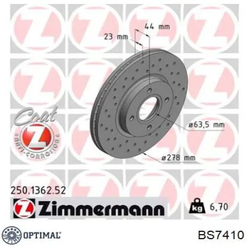 Тормоз дисковый передний Optimal BS7410 цена, от 35.06 USD