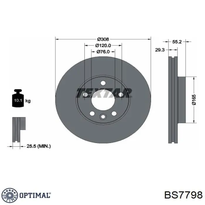 BS7798 Optimal диск тормозной передний