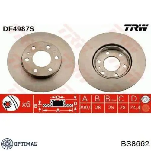 Задний тормозной диск Optimal BS8662 цена, от 19.33 USD