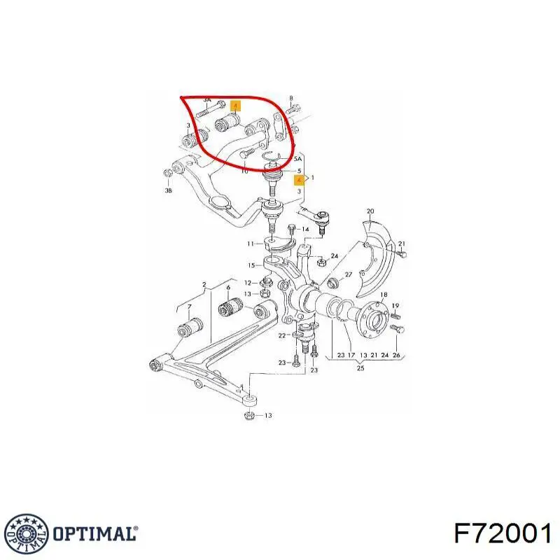 Сайлентблок верхнего переднего рычага Optimal F72001