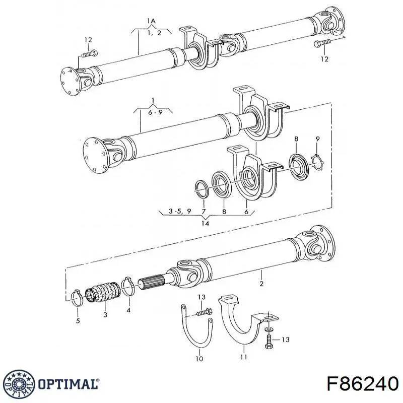 Подвесной подшипник карданного вала F86240 Optimal