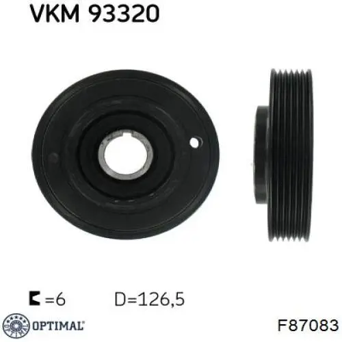 Шкив коленвала (демпфер) Optimal F87083 цена, от 62.58 USD