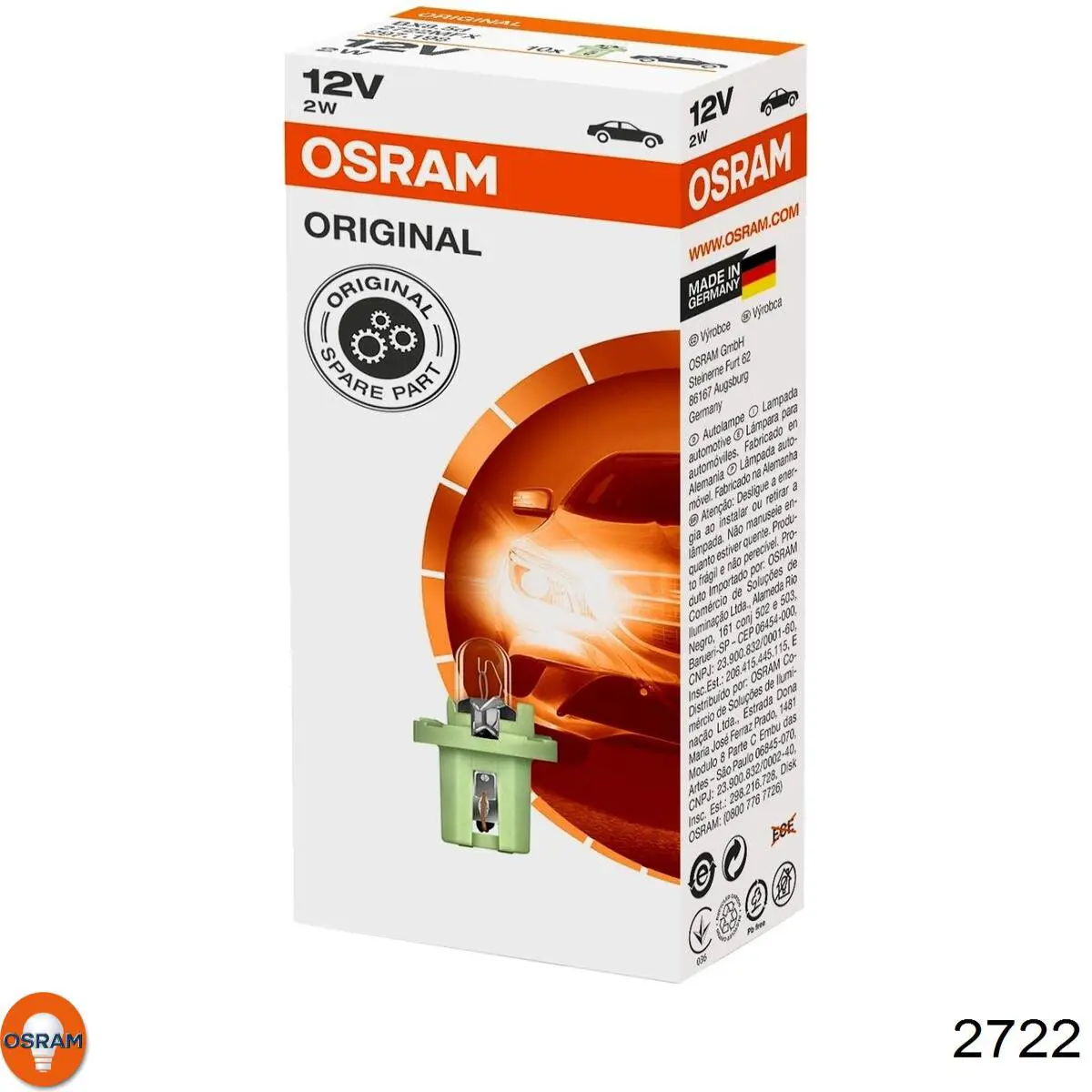 Лампочка панели приборов 2722 Osram
