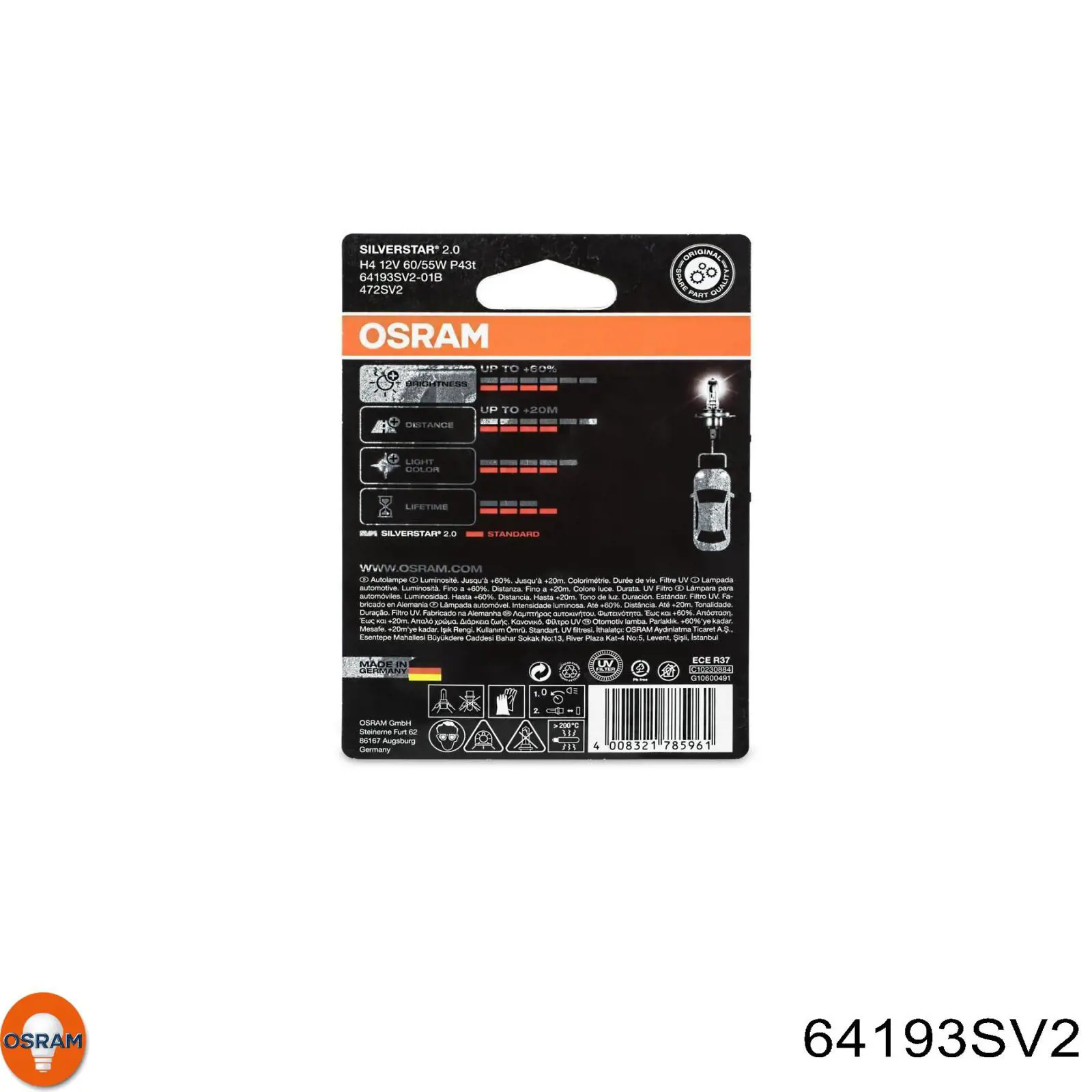Лампочка ближнего света Osram 64193SV2 цена, от 2.24 USD