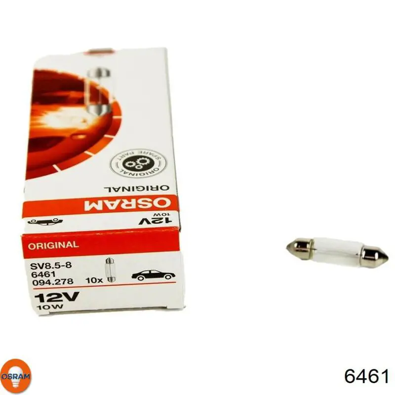 Лампочка плафона освещения салона/кабины Osram 6461 цена, от 0.63 USD
