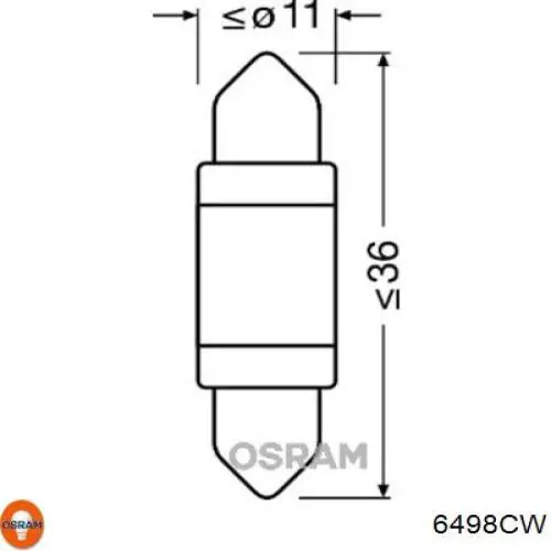 6498CW Osram лампочка плафона освещения салона/кабины