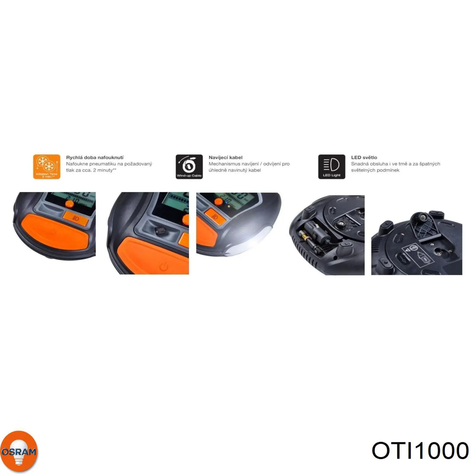 Компрессор для подкачки шин OTI1000 Osram