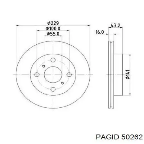 Передние тормозные диски 50262 HELLA-PAGID