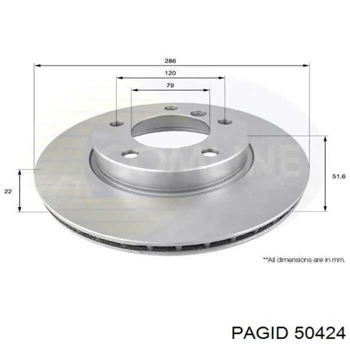 Передний тормозной диск HELLA-PAGID 50424