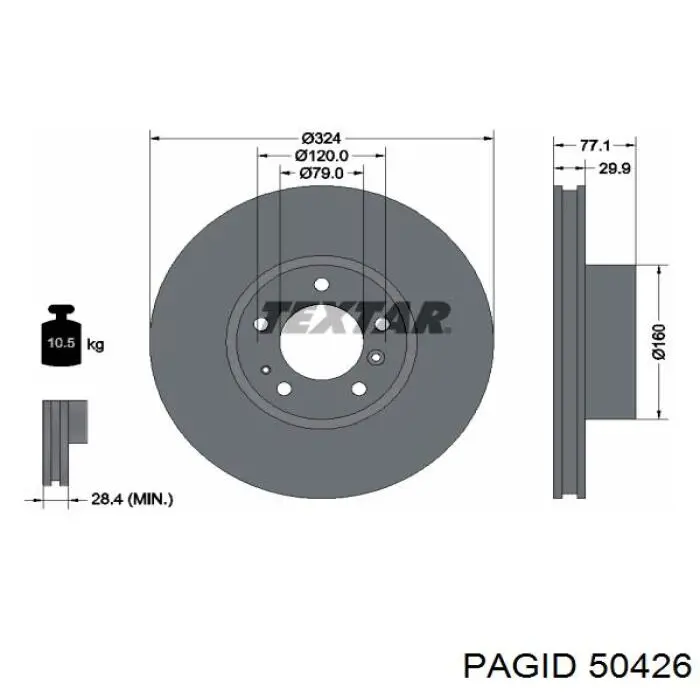 Передние тормозные диски 50426 HELLA-PAGID