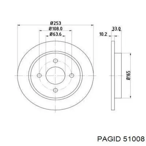 51008 HELLA-PAGID диск тормозной задний