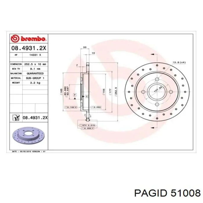 51008 HELLA-PAGID Дисковый тормоз