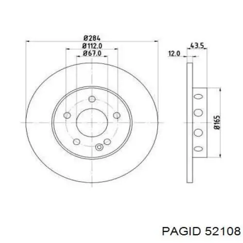 52108 HELLA-PAGID диск тормозной передний
