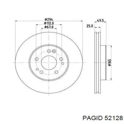 Передние тормозные диски 52128 HELLA-PAGID