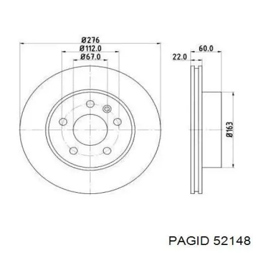52148 HELLA-PAGID Диск тормозной передний