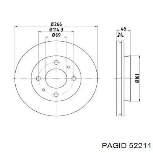 Передние тормозные диски 52211 HELLA-PAGID