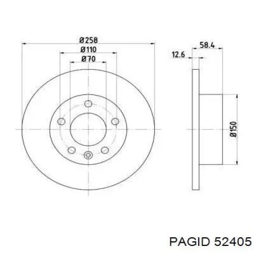 Передние тормозные диски 52405 HELLA-PAGID