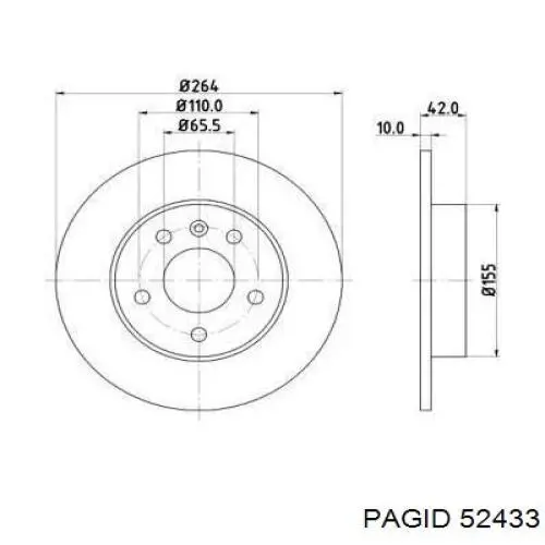 52433 HELLA-PAGID диск тормозной задний
