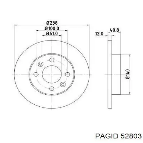 Передние тормозные диски 52803 HELLA-PAGID